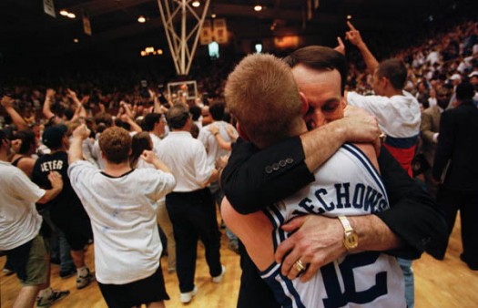Wojo and Coach K share a moment